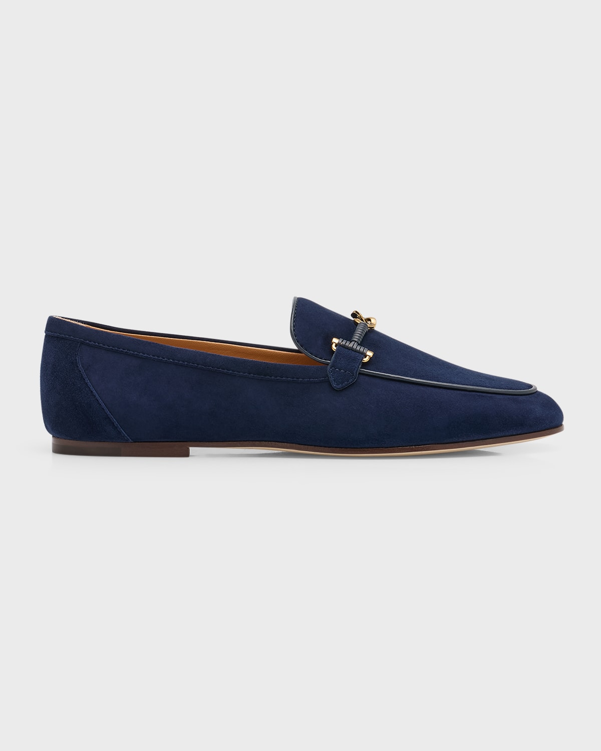 Shop Tod's Wrapped T-ring Suede Loafers In Galassia Scuro