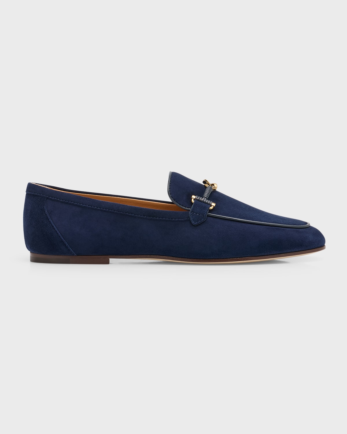 Tod's Wrapped T-ring Suede Loafers In Galassia Scuro