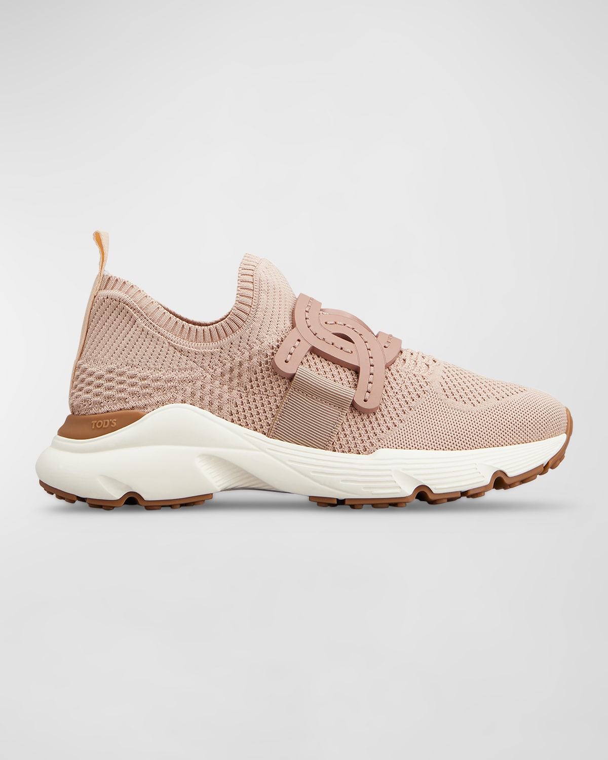 Shop Tod's Stretch Knit Sport Slip-on Sneakers In Beige Rosato