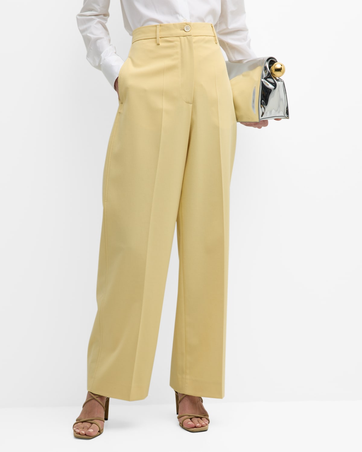 Fabiana Filippi High-rise Wide-leg Techno Trousers In Open Yellow