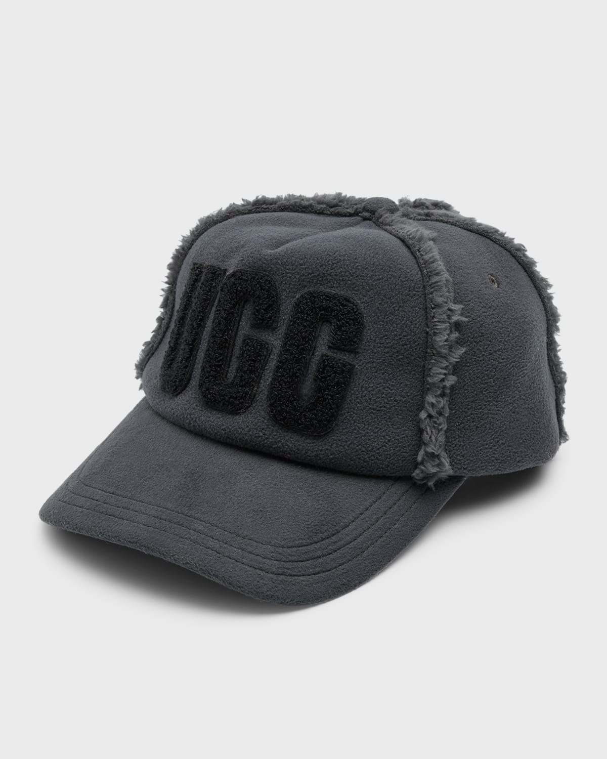 Ugg Logo Fleece Baseball Cap In Grey Heather