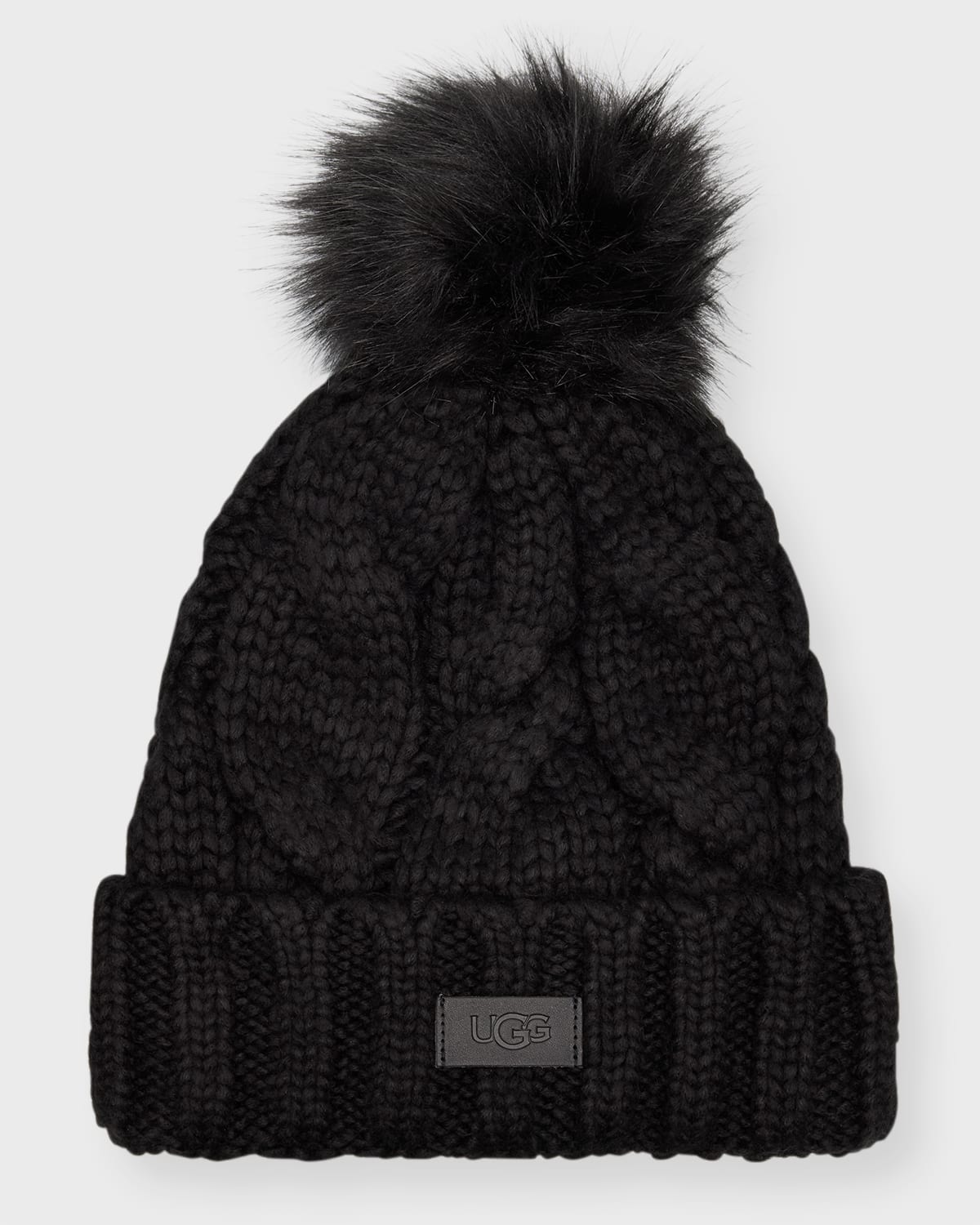 Ugg Cable Knit Pom Beanie In Black