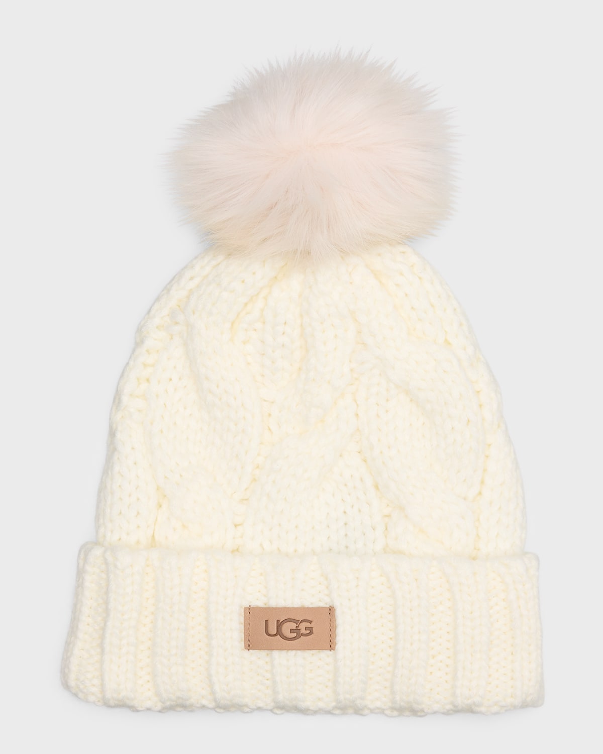 Ugg Cable Knit Pom Beanie In Nimbus