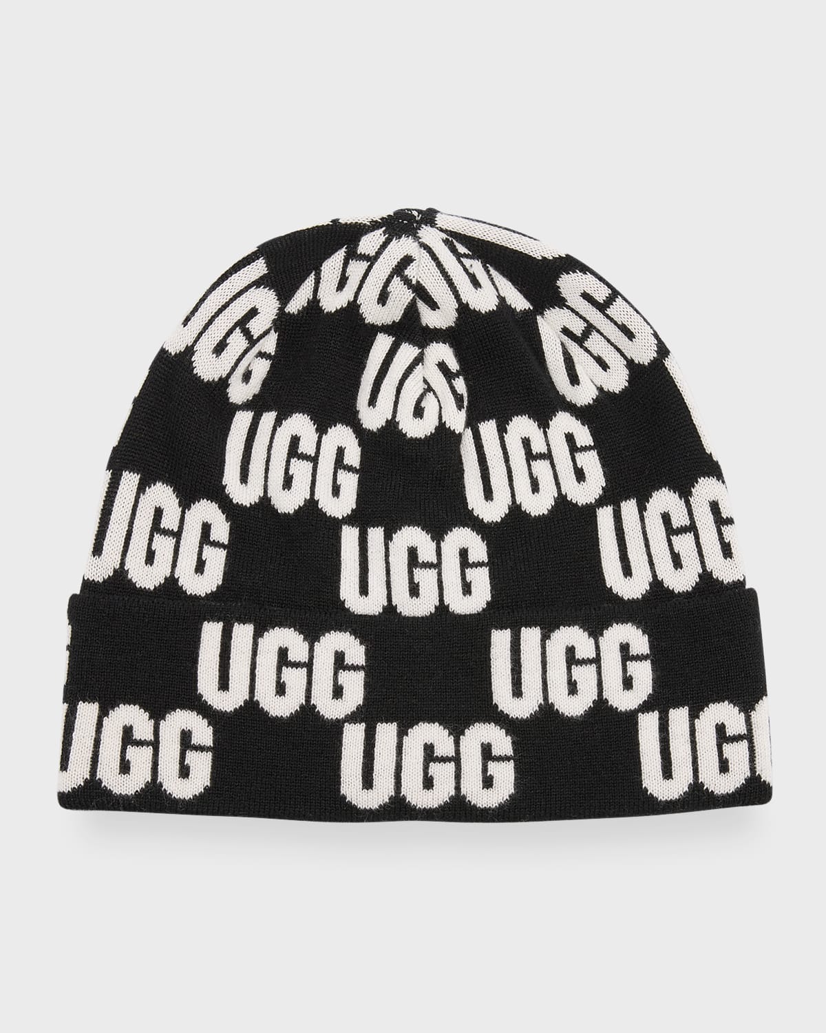 Ugg Graphic Check Logo Wool-blend Beanie In Black Multi