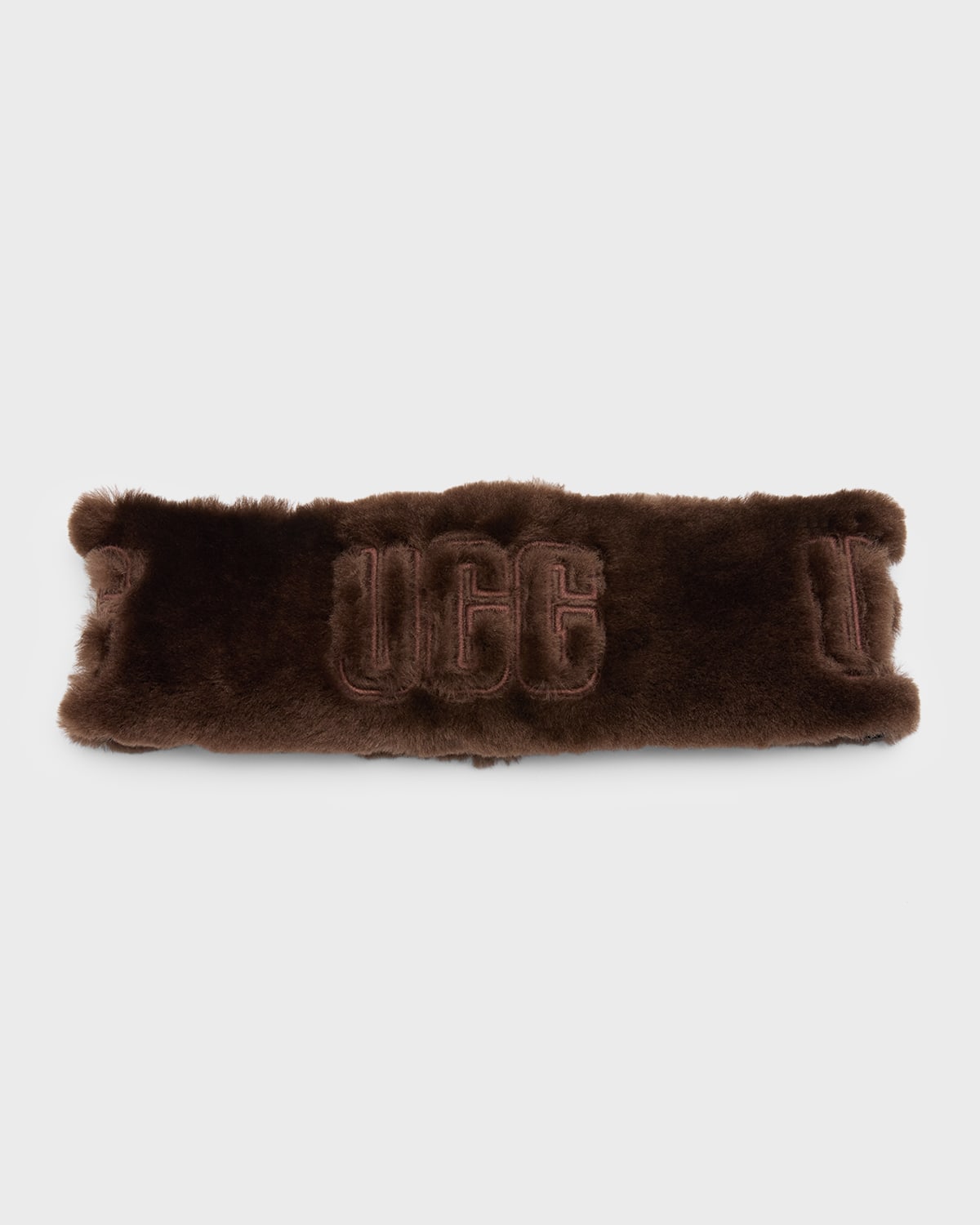 Ugg Exposed Logo Sheepskin Headband In Burnt Cedar