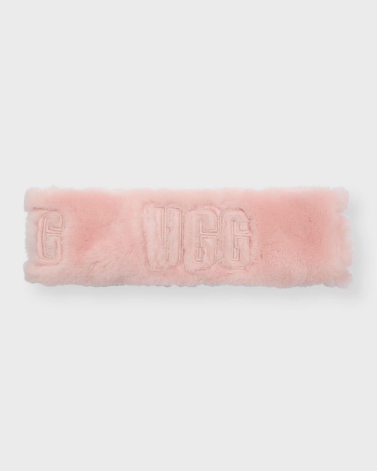 Ugg Exposed Logo Sheepskin Headband In Apple Blossom
