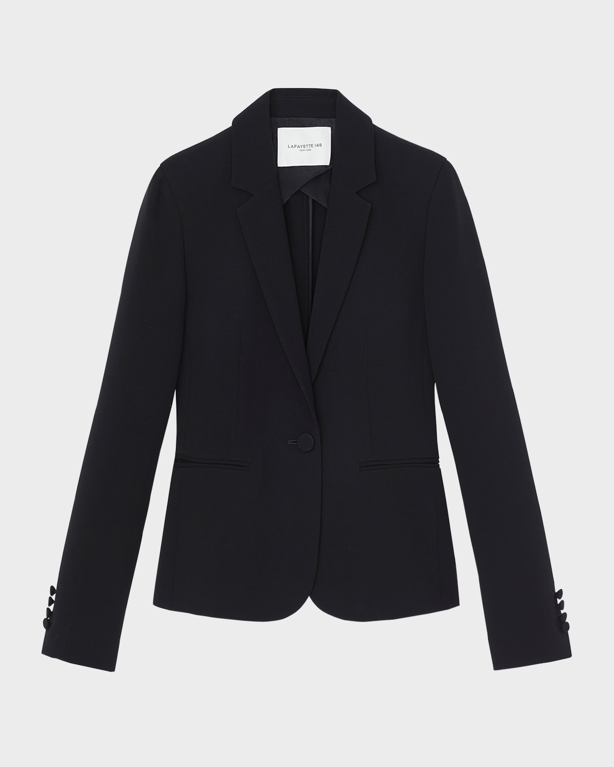 Lafayette 148 Plus-size Finesse Crepe Single Button Blazer In Black