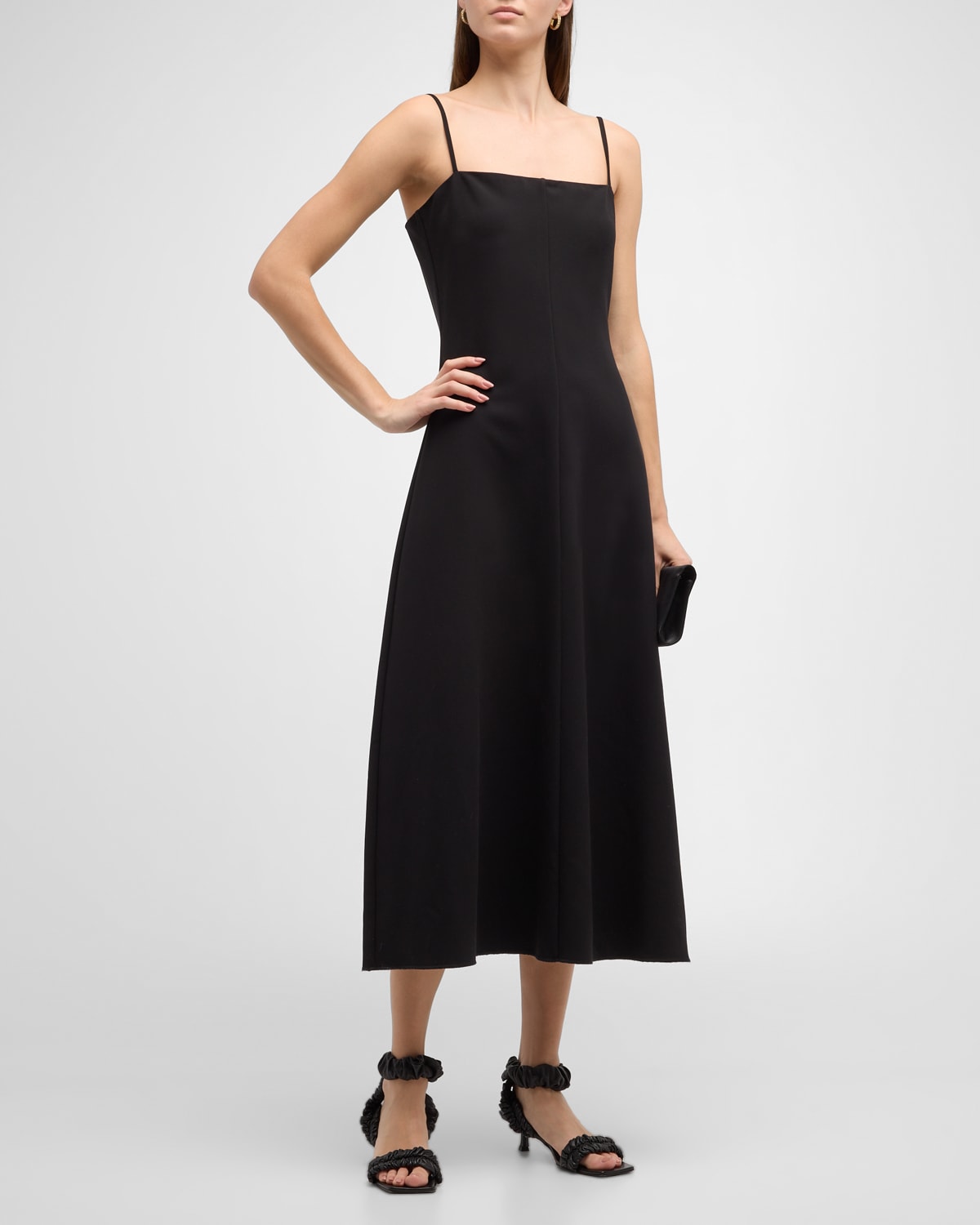 Fiona Sleeveless Square-Neck A-Line Midi Dress