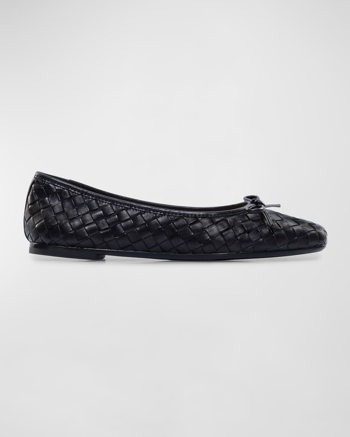 Shop Bernardo Gwynn Woven Ballet Flats In Black Glove Leather