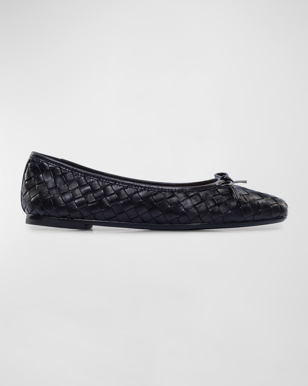 Bernardo Gwynn Woven Ballet Flats In Black Glove Leather