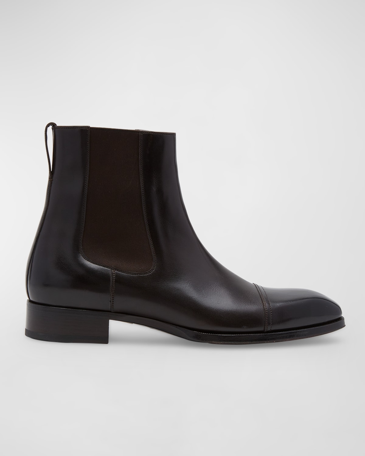 Shop Tom Ford Men's Elkan Burnished Leather Chelsea Boots In Ebony