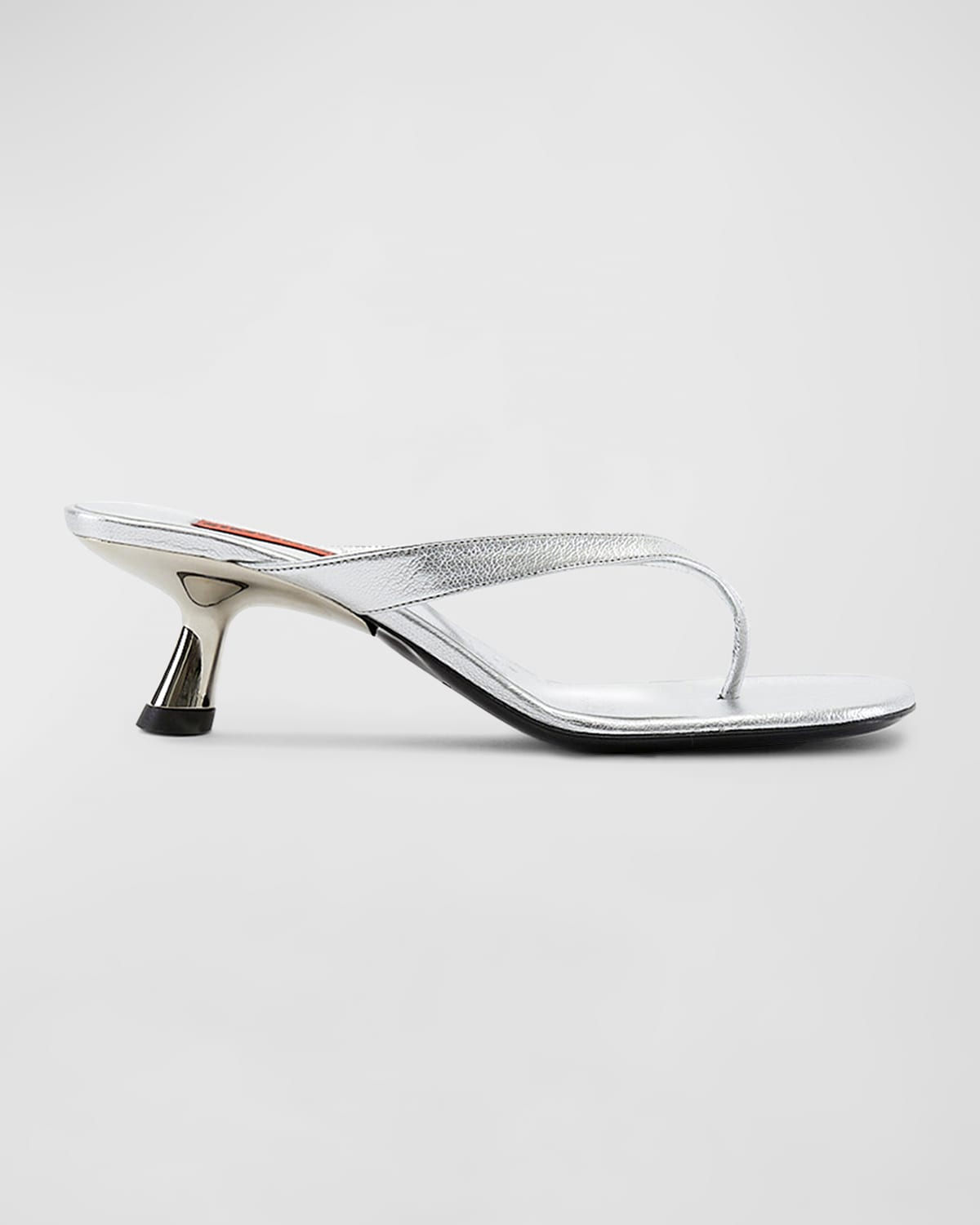 Shop Simon Miller Beep Metallic Kitten-heel Thong Sandals In Silver