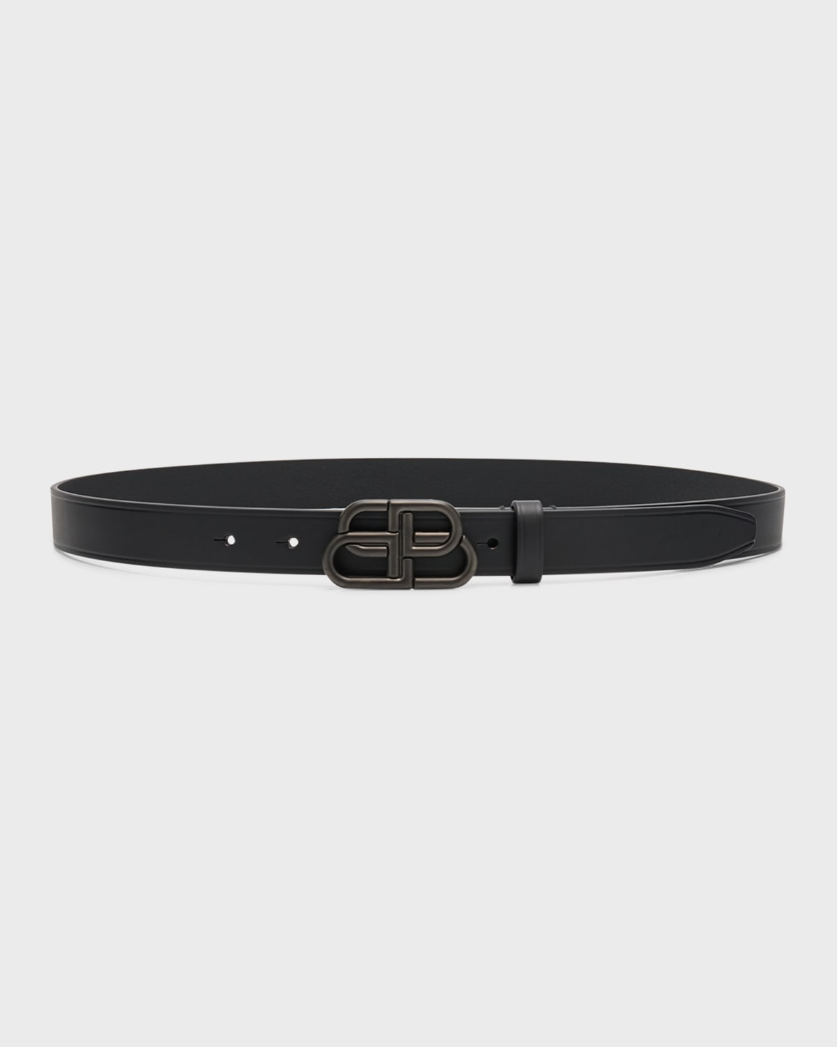 Shop Balenciaga Bb Leather Thin Belt In 1000 Black