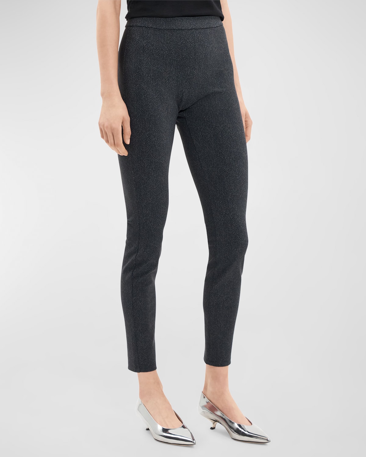 Shop Theory High-waist Cropped Ponte Leggings In Charcl Mlt