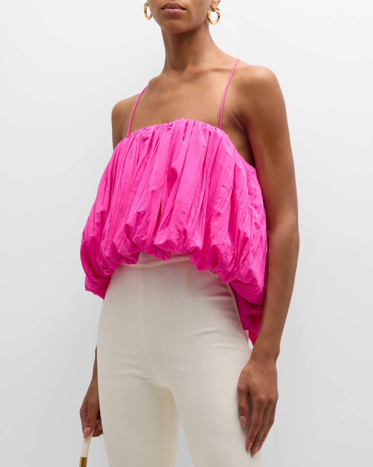 Acler Varley Pleated Top In Electric Pink