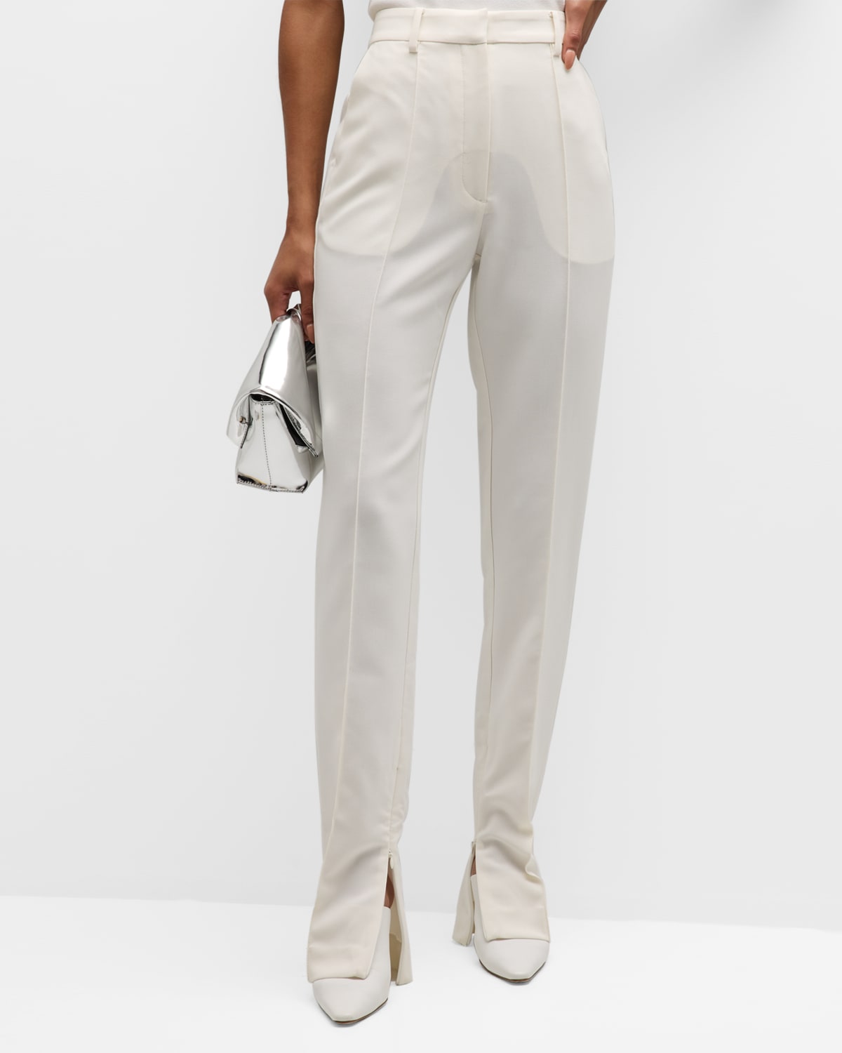 Acler Newland Zip-hem Suiting Pants In Ivory