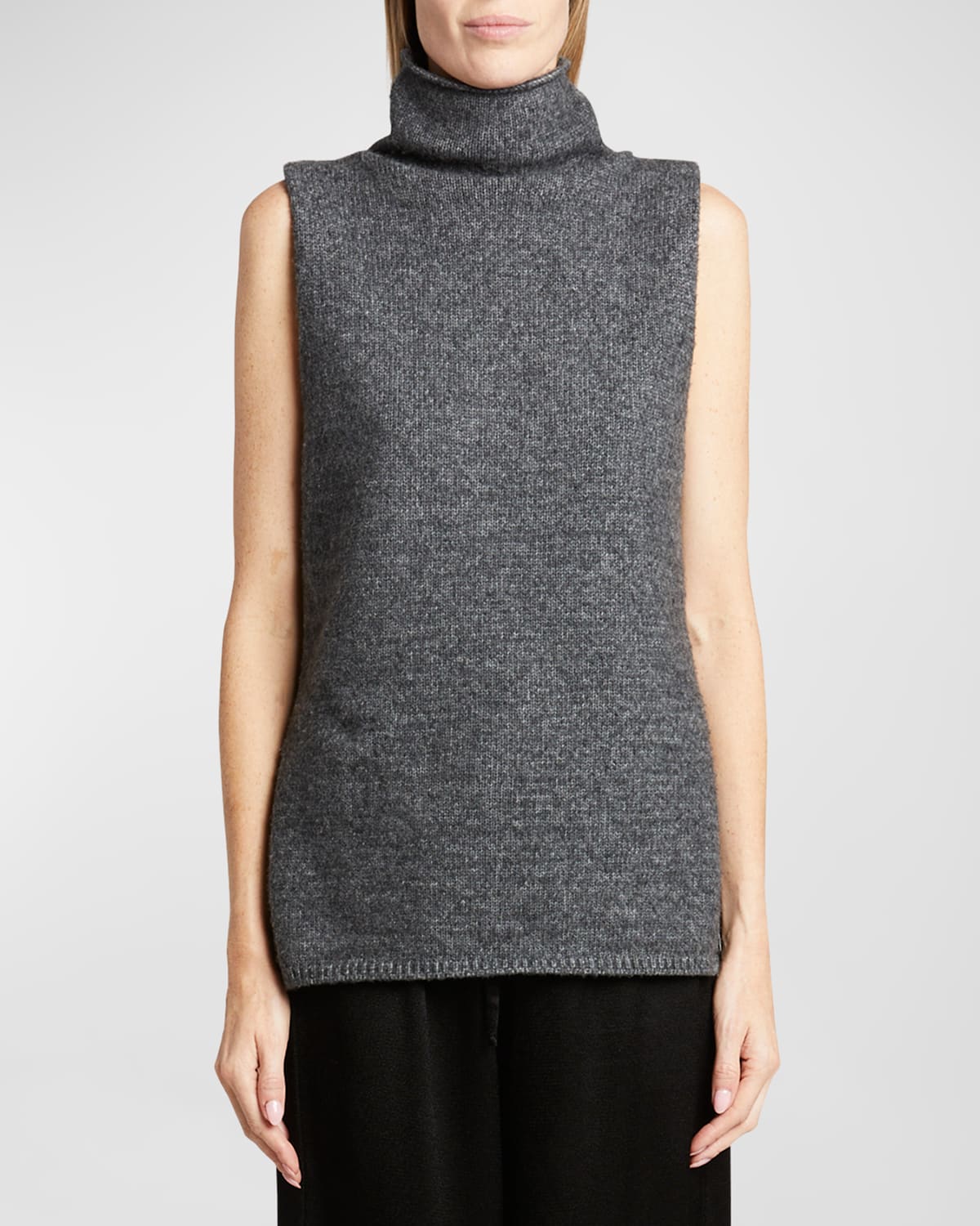 Shop Proenza Schouler White Label Lily Sleeveless Turtleneck Sweater In Grey Melange