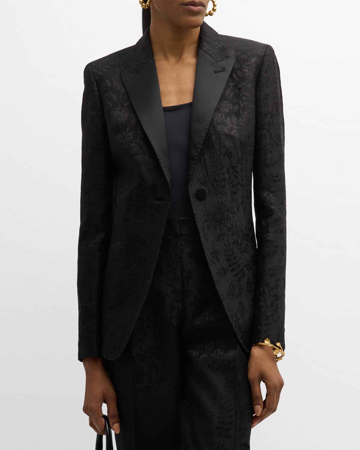 LAFAYETTE 148 FLORAL-PRINT SINGLE-BUTTON BLAZER