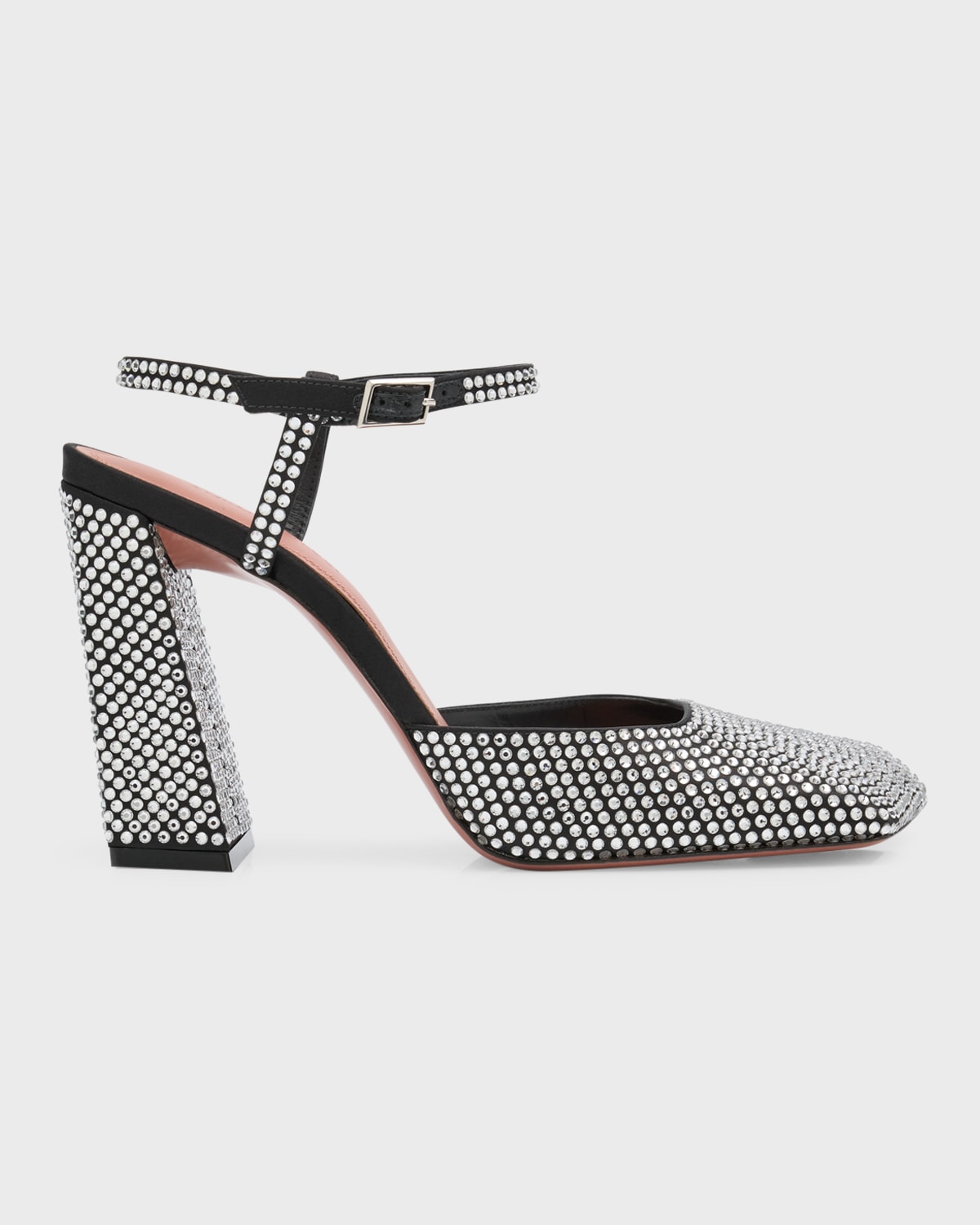 Amina Muaddi 95mm Charlotte Crystal-embellished Sandals In Black And White