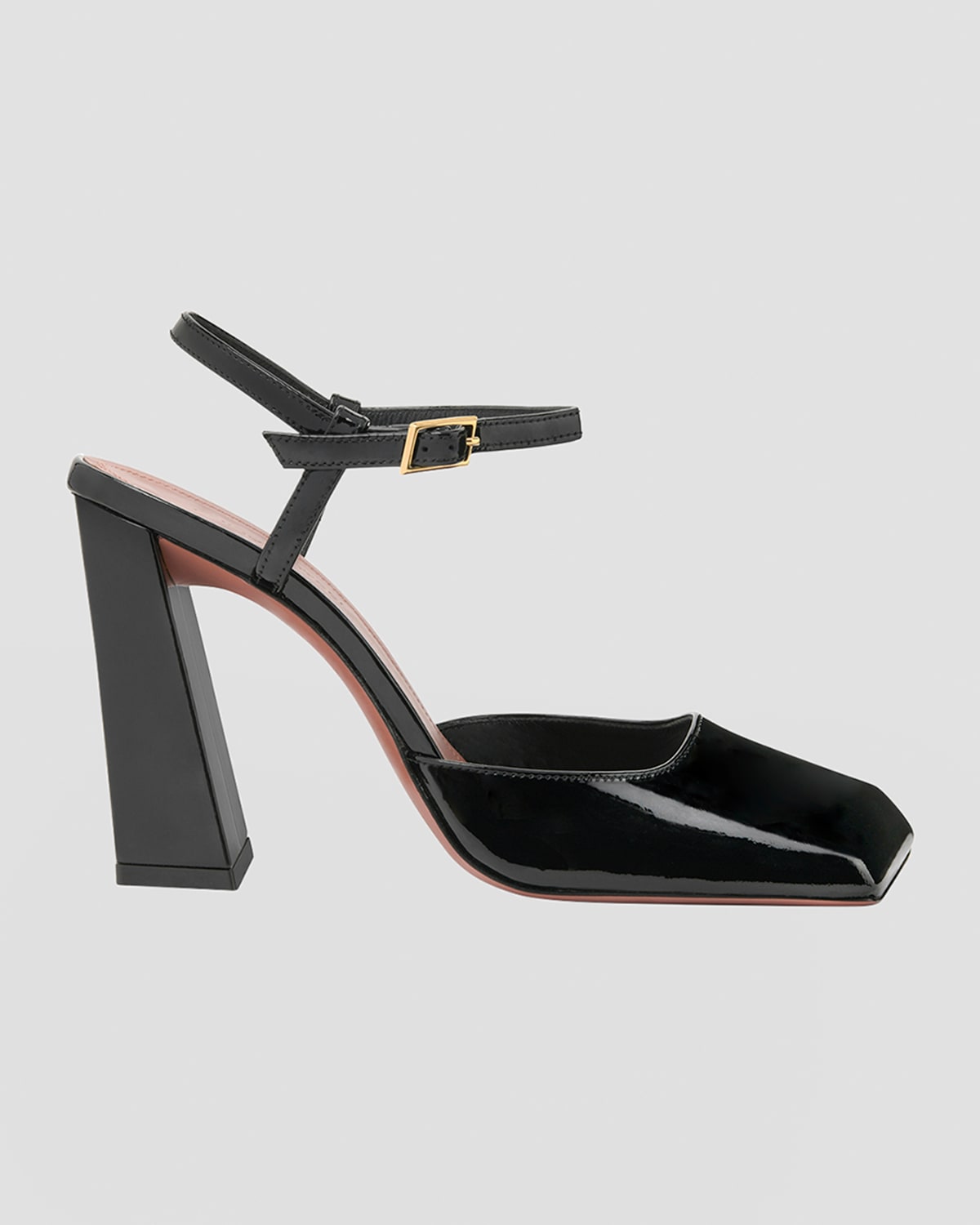 Shop Amina Muaddi Charlotte Patent Ankle-strap Pumps In Black