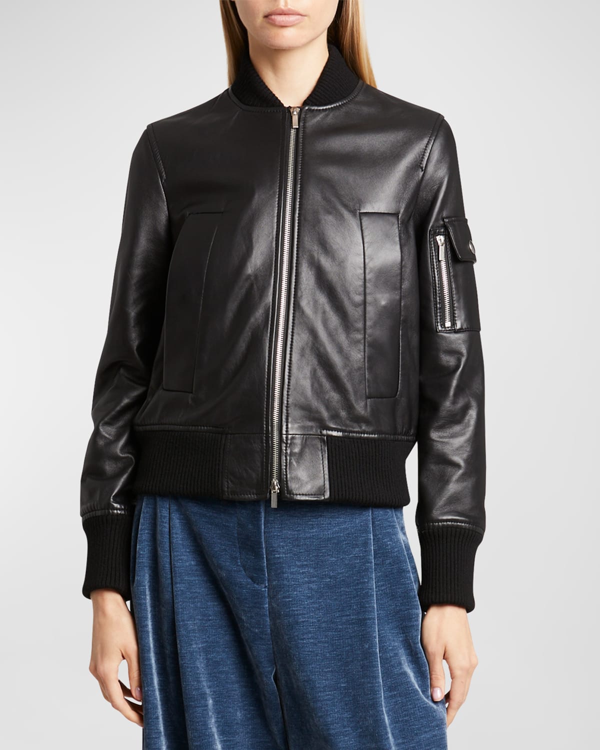 Shop Proenza Schouler White Label Mika Leather Bomber Jacket In Black