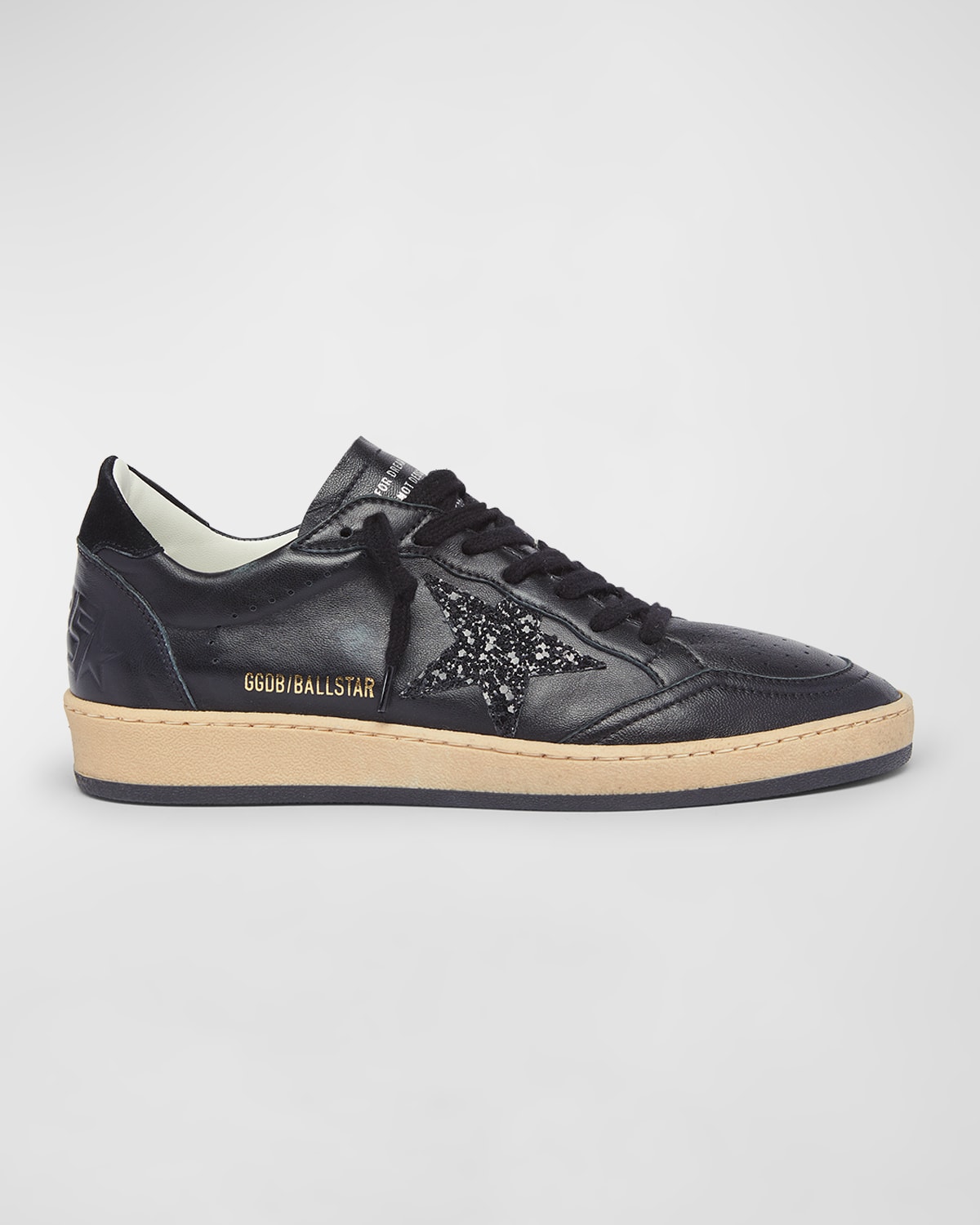 Golden Goose Ball Star Glitter Napa Leather Sneakers In Black