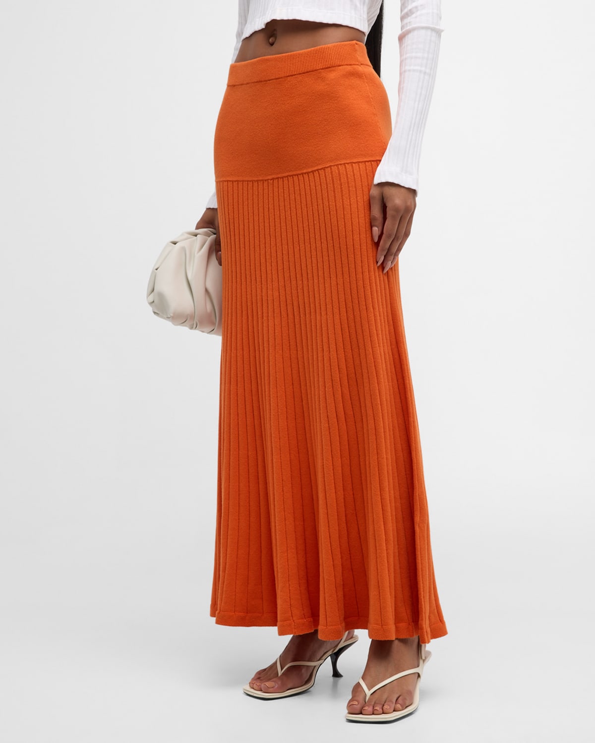 Anna Quan Amber A-line Cotton Midi Skirt In Orange