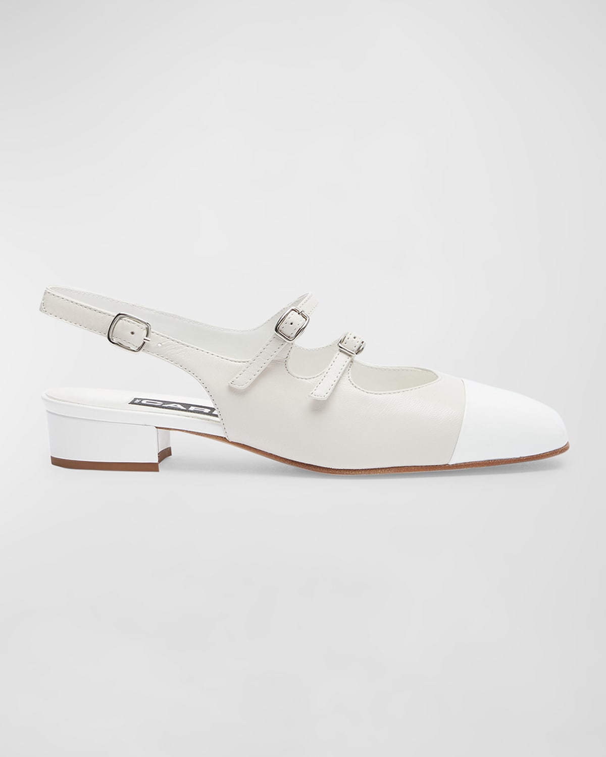 Carel Abricot Mixed Leather Mary Jane Slingback Flats In Beige White