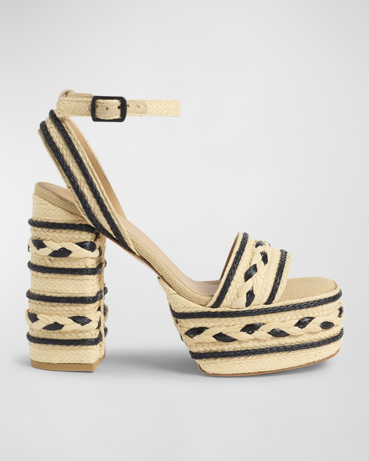 Shop Castaã±er Flas Bicolor Raffia Platform Sandals In Natural