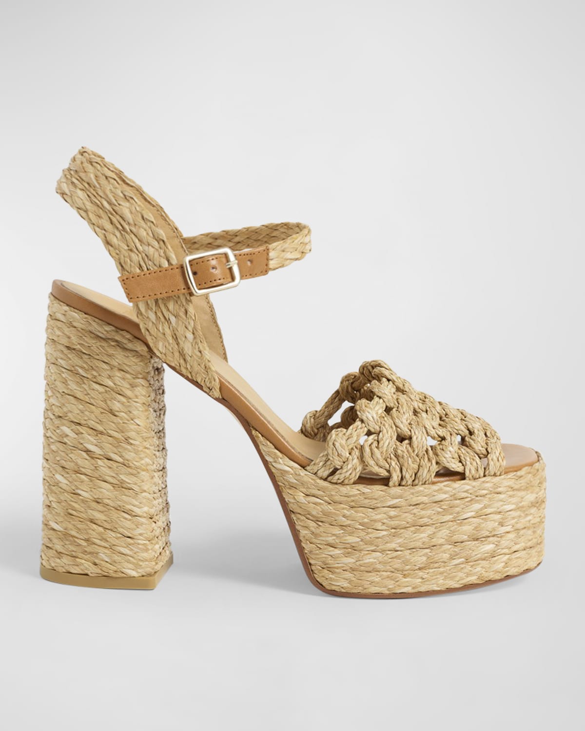 Shop Castaã±er Faye Raffia Ankle-strap Platform Espadrilles In Arena