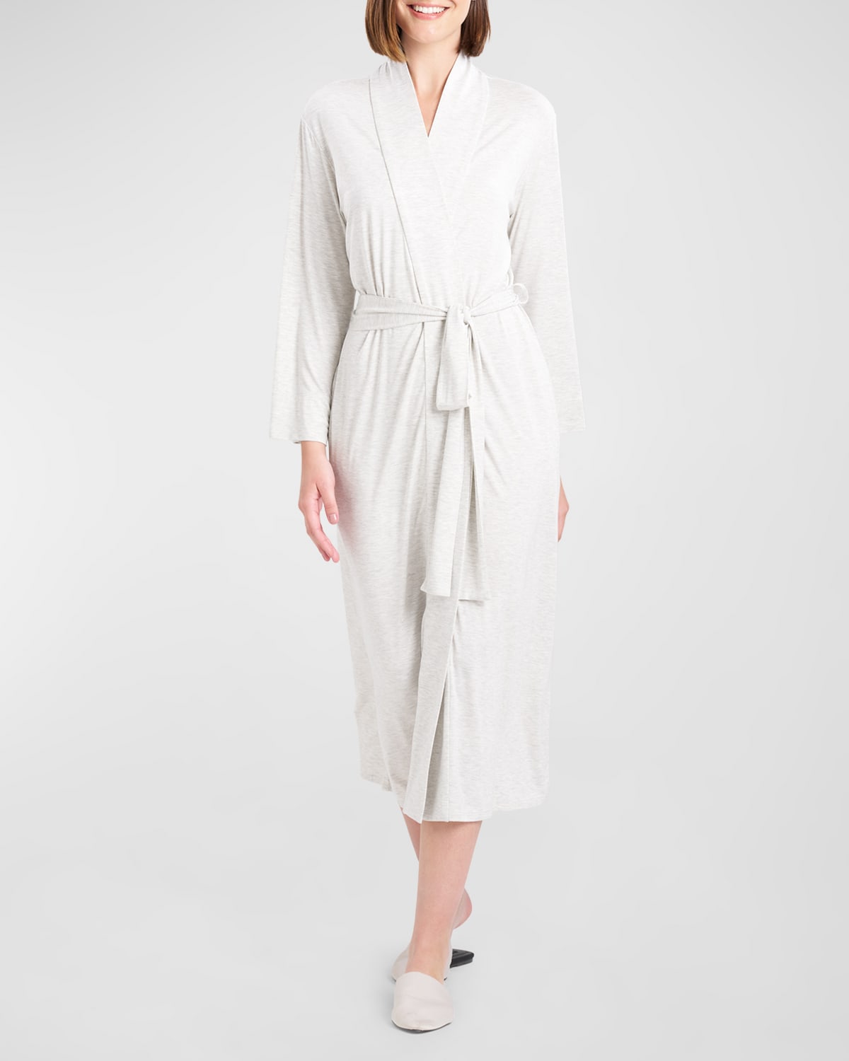 Natori Feathers Elements Long Jersey Robe In Hot Pebblestone