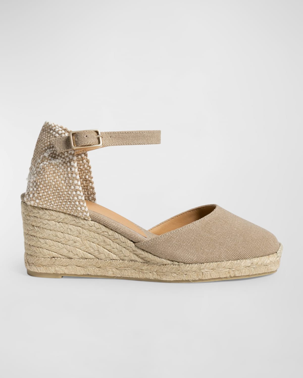 Castaã±er Carol Canvas Ankle-strap Wedge Espadrilles In Sand