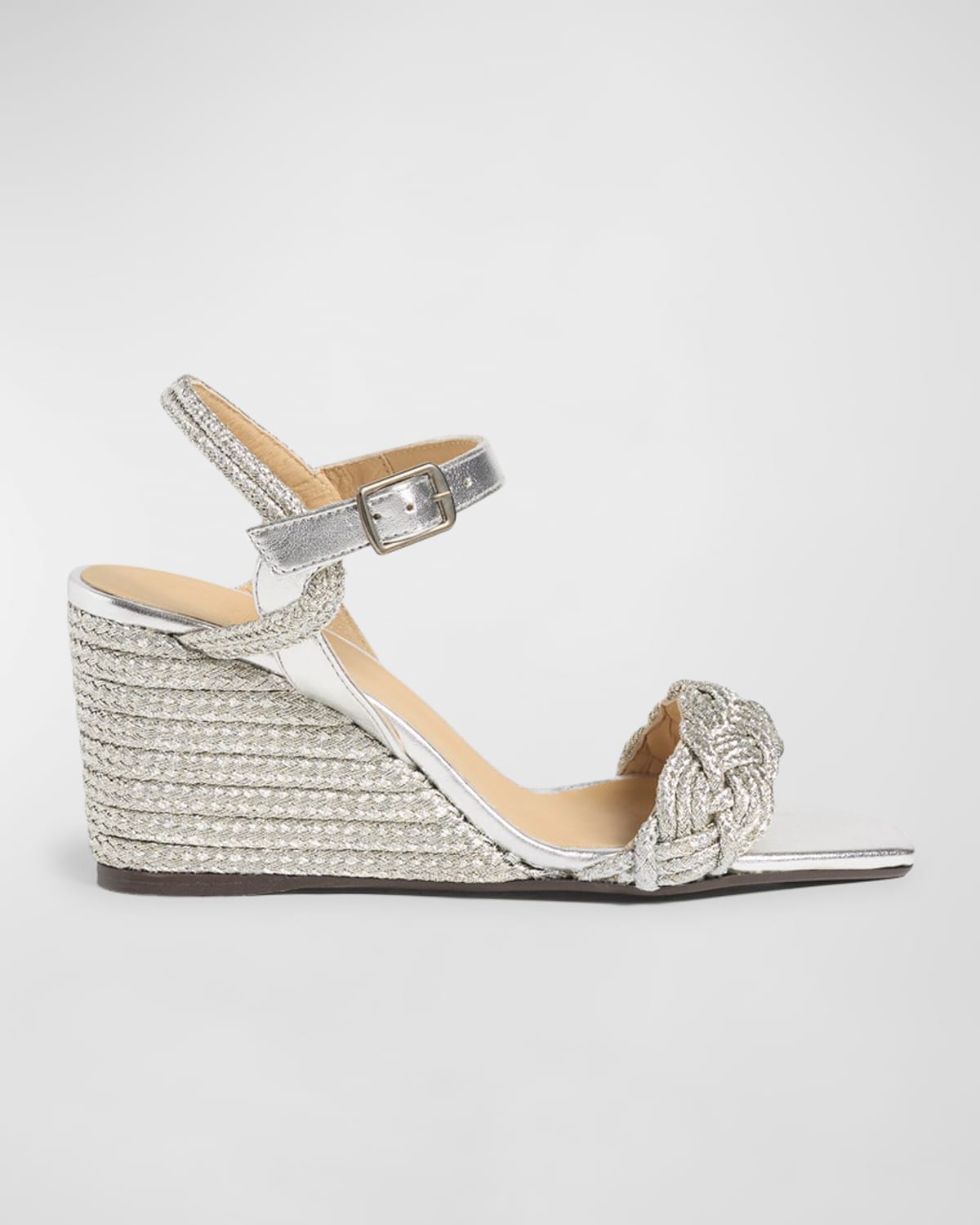 Shop Castaã±er Brielle Metallic Wedge Espadrille Sandals In Platino