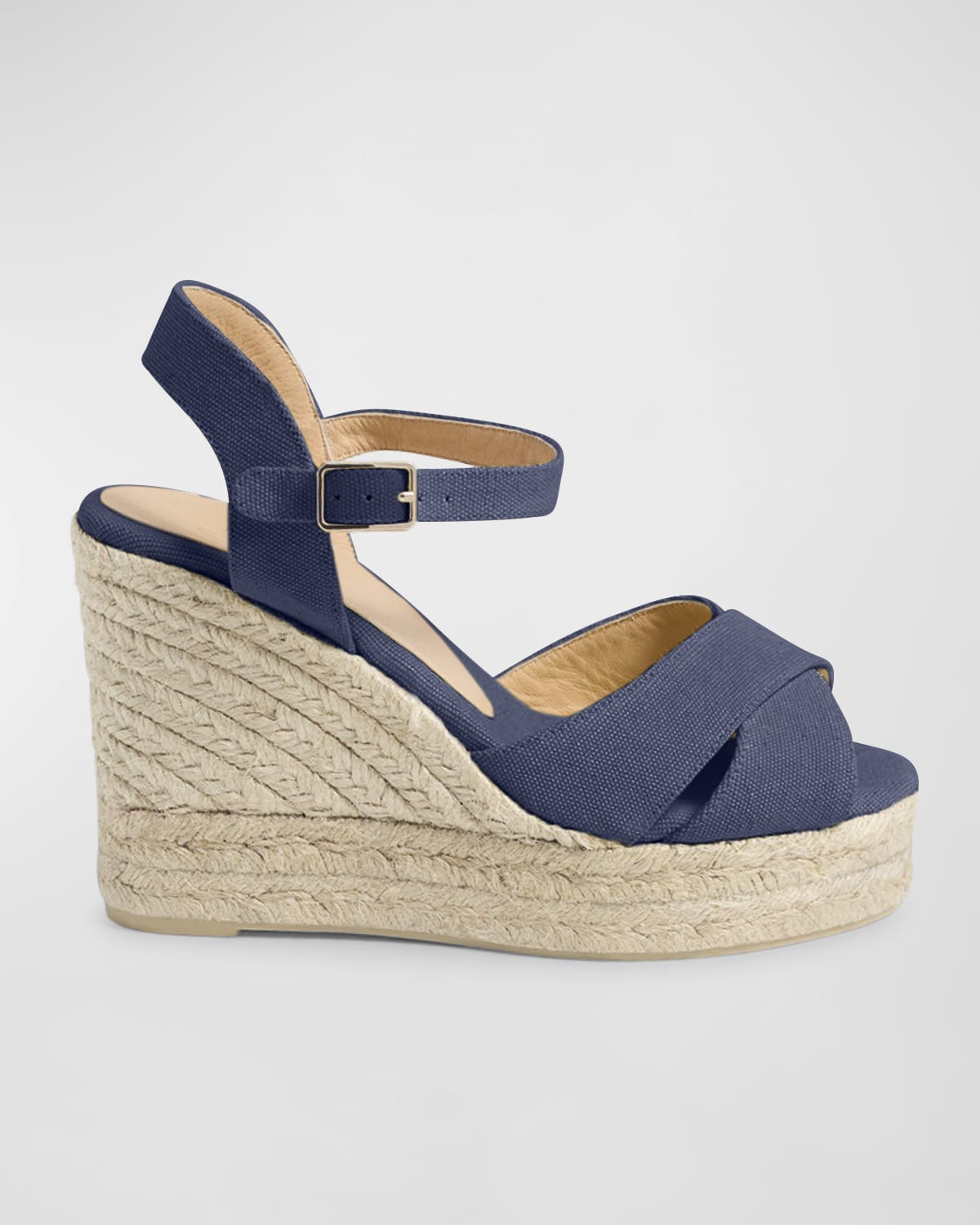 Castaã±er Blaudell Canvas Wedge Espadrille Sandals In Azul Oxford