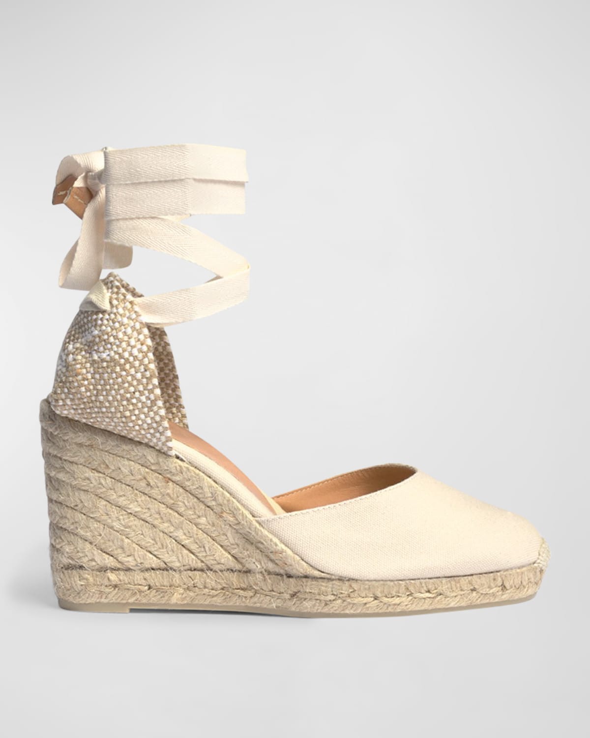 CASTAÃ±ER CARINA CANVAS ANKLE-WRAP WEDGE ESPADRILLES