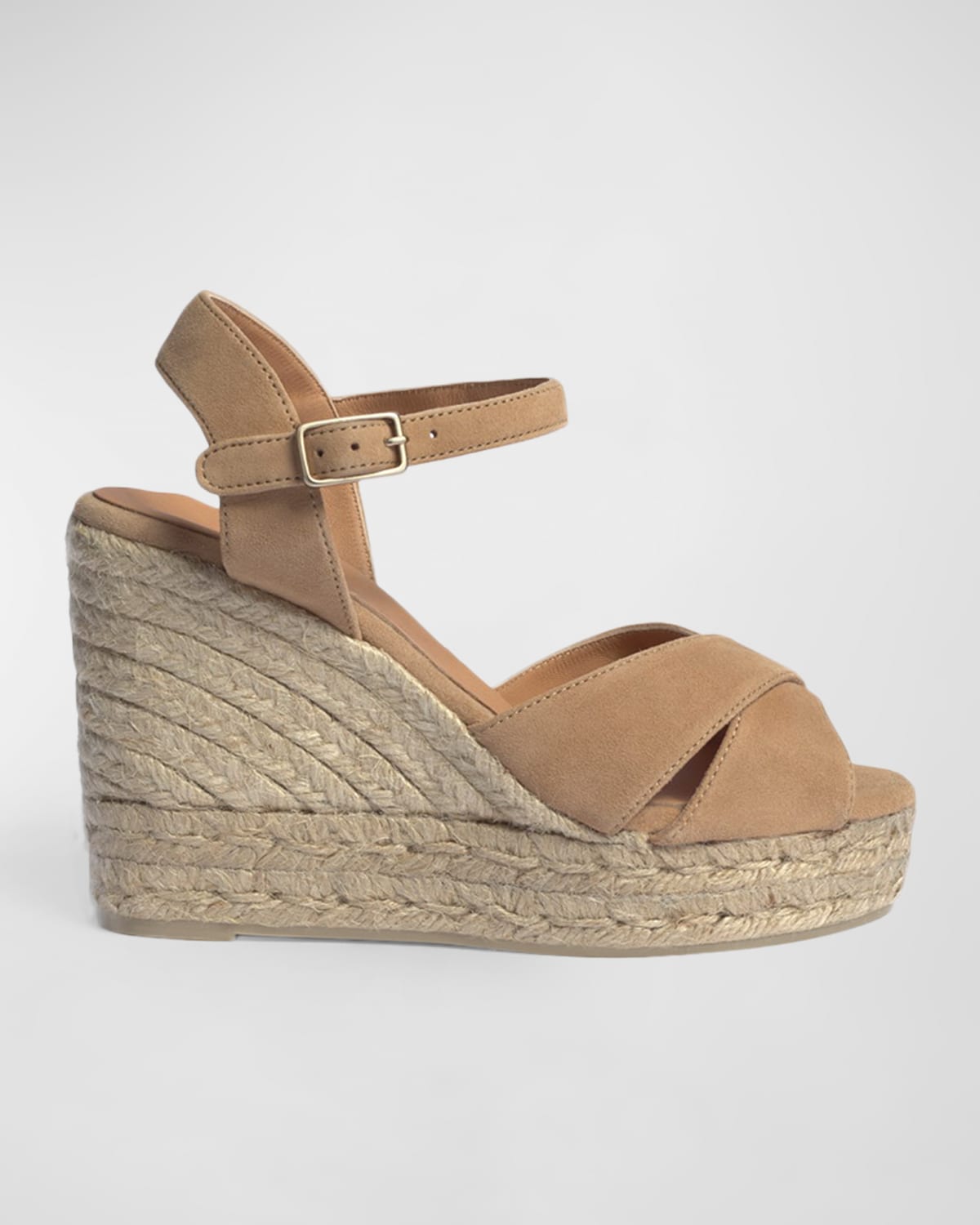 Shop Castaã±er Blaudell Canvas Wedge Espadrille Sandals In Tostado