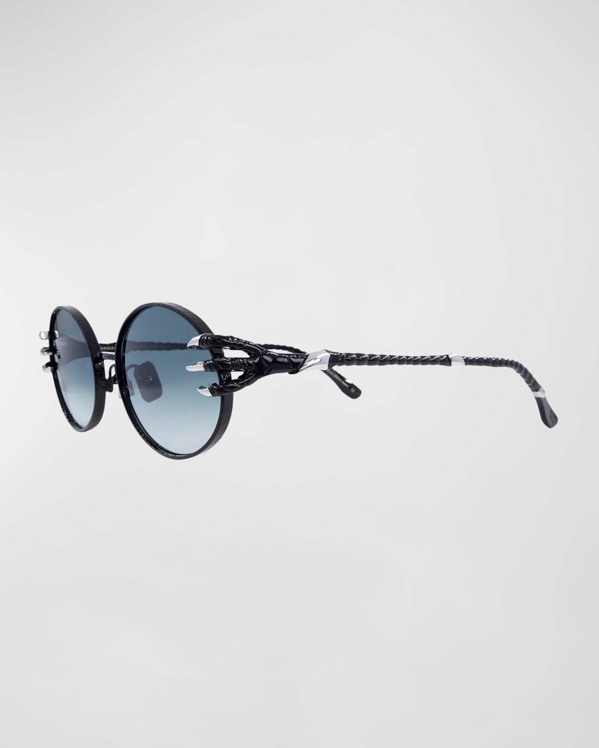 Anna-karin Karlsson Claw Aventure Titanium Oval Sunglasses In Black