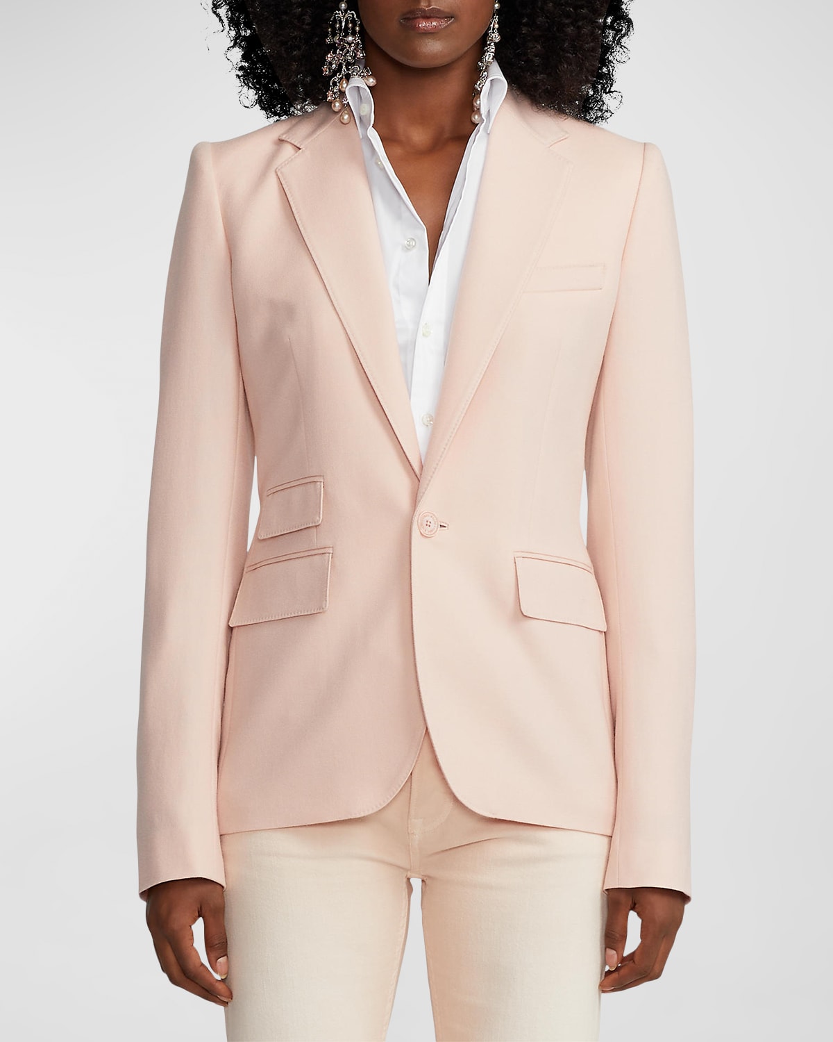 Shop Ralph Lauren Parker Cashmere Single-breasted Blazer Jacket In Pink