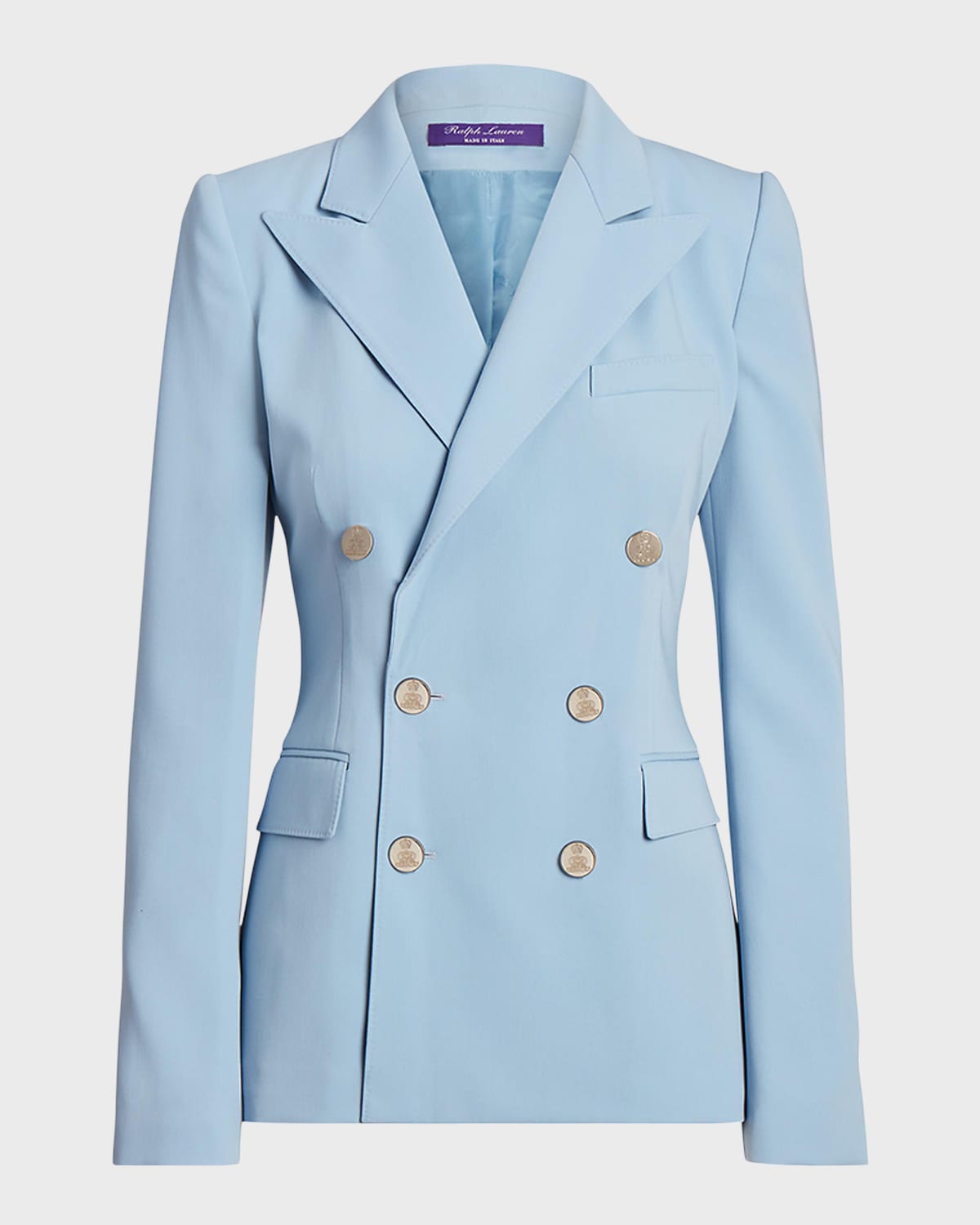 Shop Ralph Lauren Camden Wool Gabardine Double-breasted Jacket In Blue