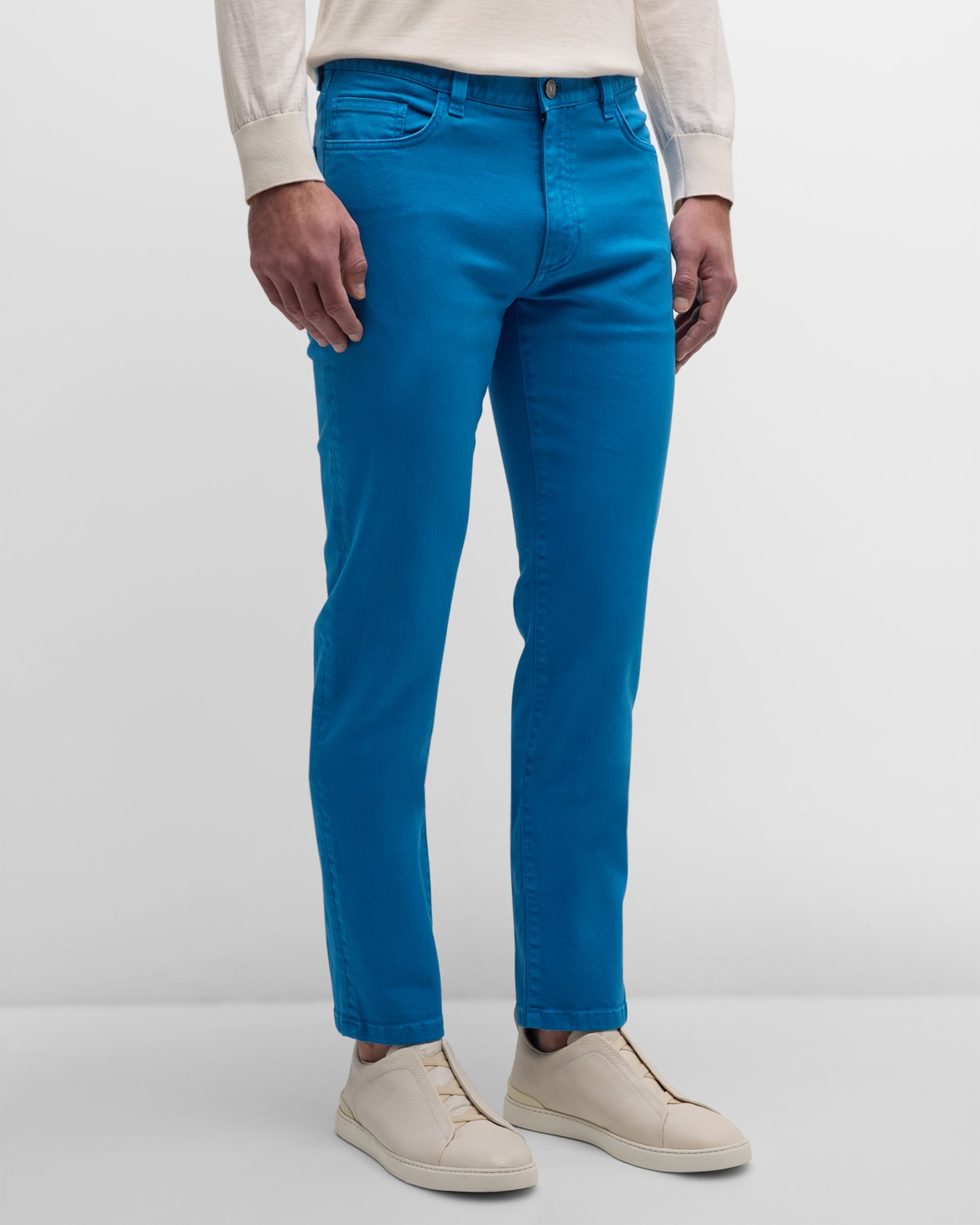 Zegna Men's Garment-dyed Straight-leg Denim Jeans In Navy Solid