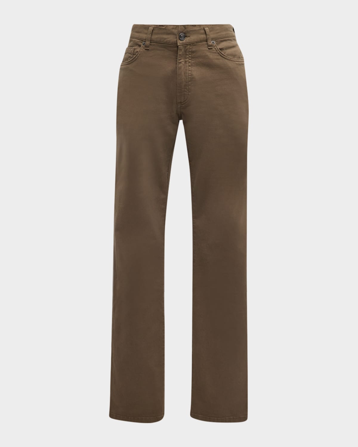 Zegna Jean Roccia En Lin Et Coton Extensible Taupe Foncé In Brown