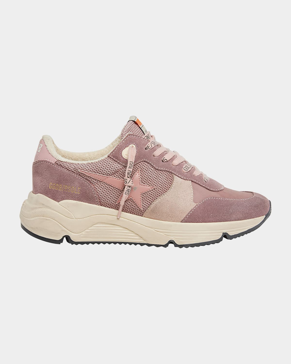 Golden Goose Running Sole Mixed Leather Sneakers In Ash Rose Mauve Antique Pink