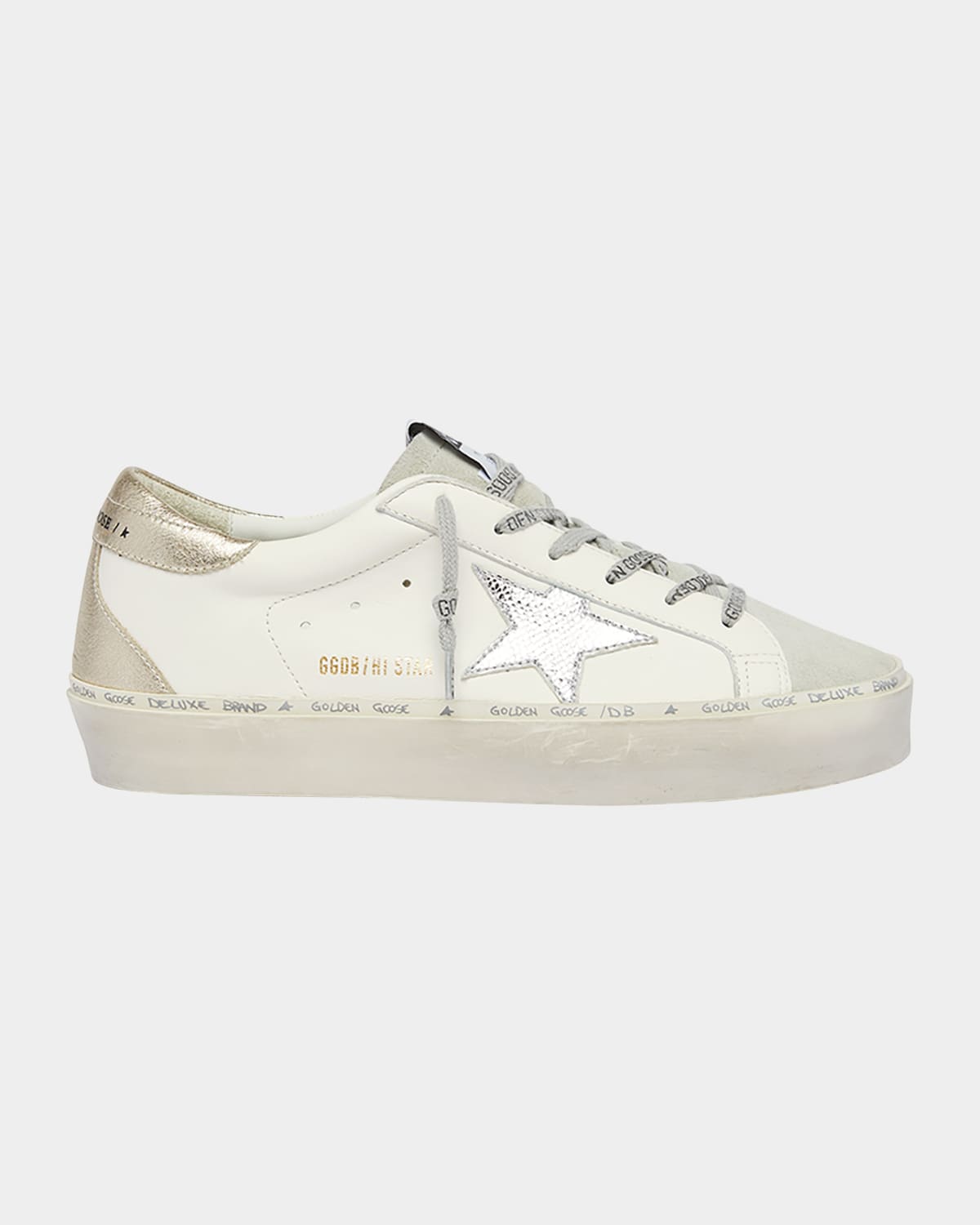 Golden Goose Hi Star Embossed Leather Low-top Sneakers In White