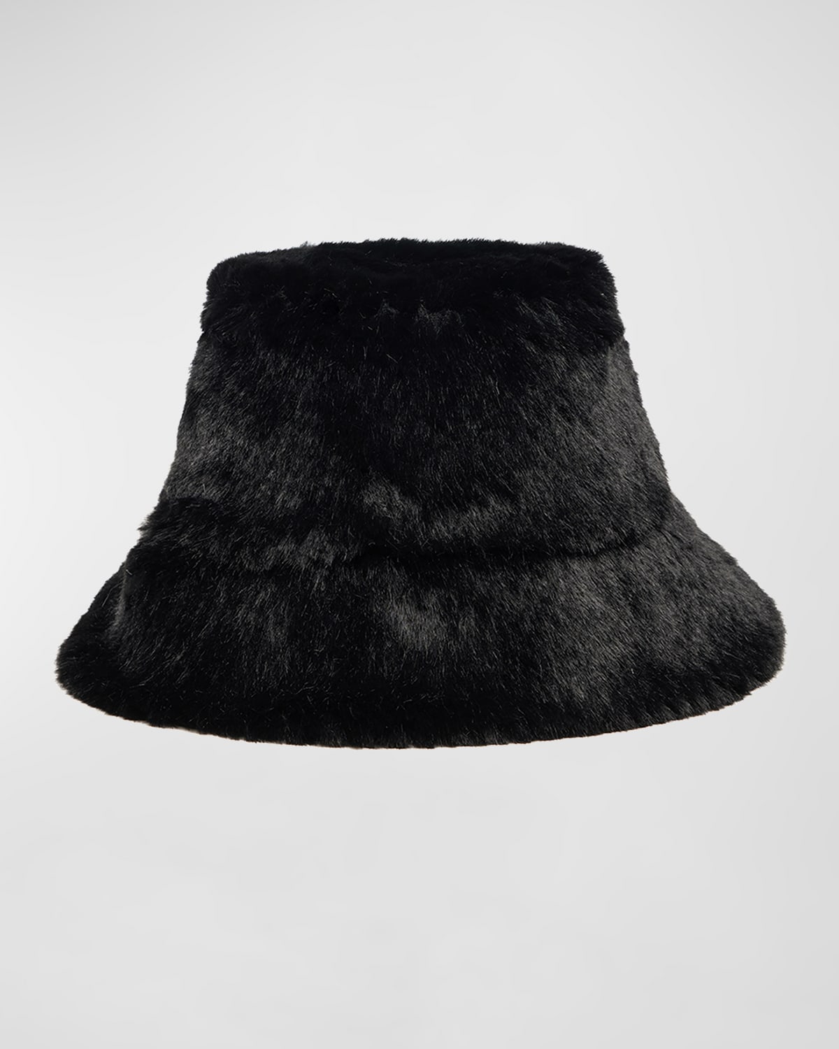 Jocelyn Perforated Faux Fur Bucket Hat In Black