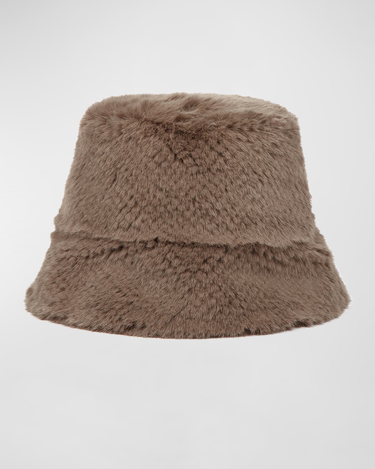Jocelyn Perforated Faux Fur Bucket Hat In Mocha