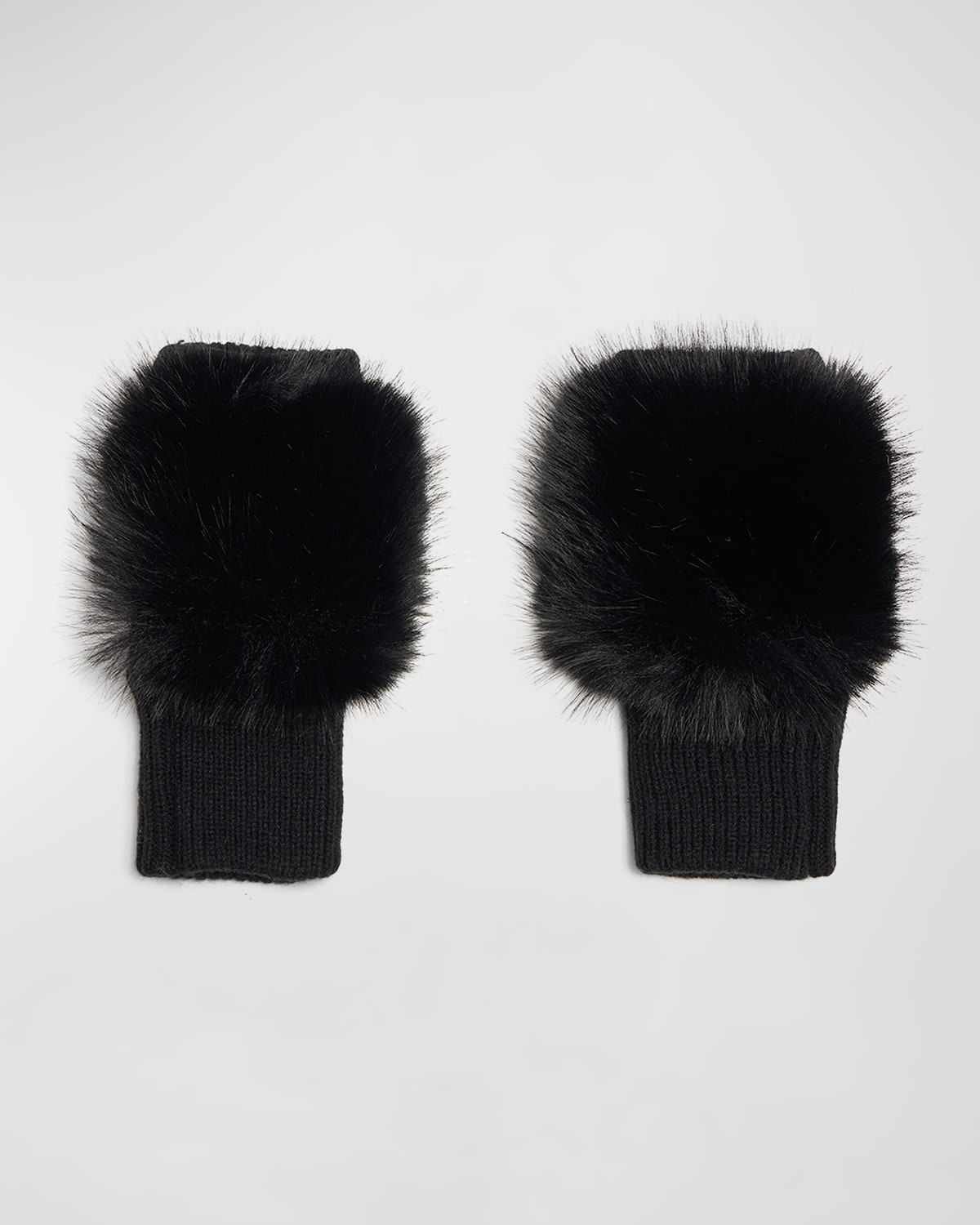 Jocelyn Faux Fox Fur Mittens In Black