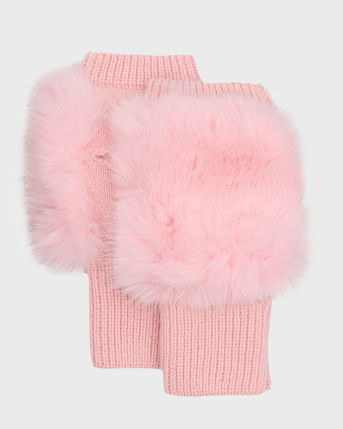 Jocelyn Faux Fox Fur Mittens In Pink