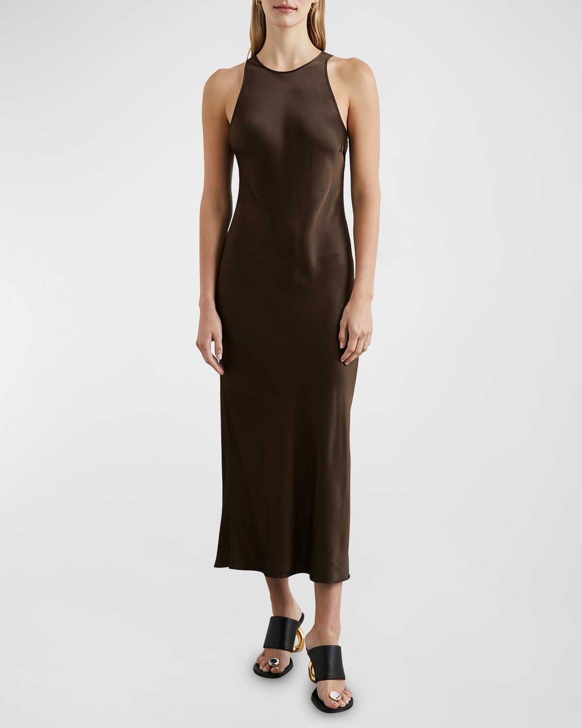 Shop Rails Solene Satin Midi Dress In Moss