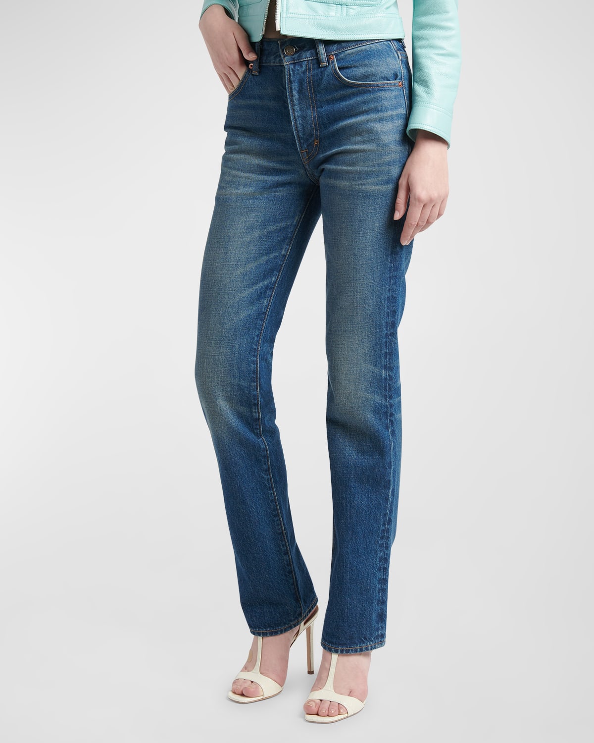 Straight-Leg Denim Jeans