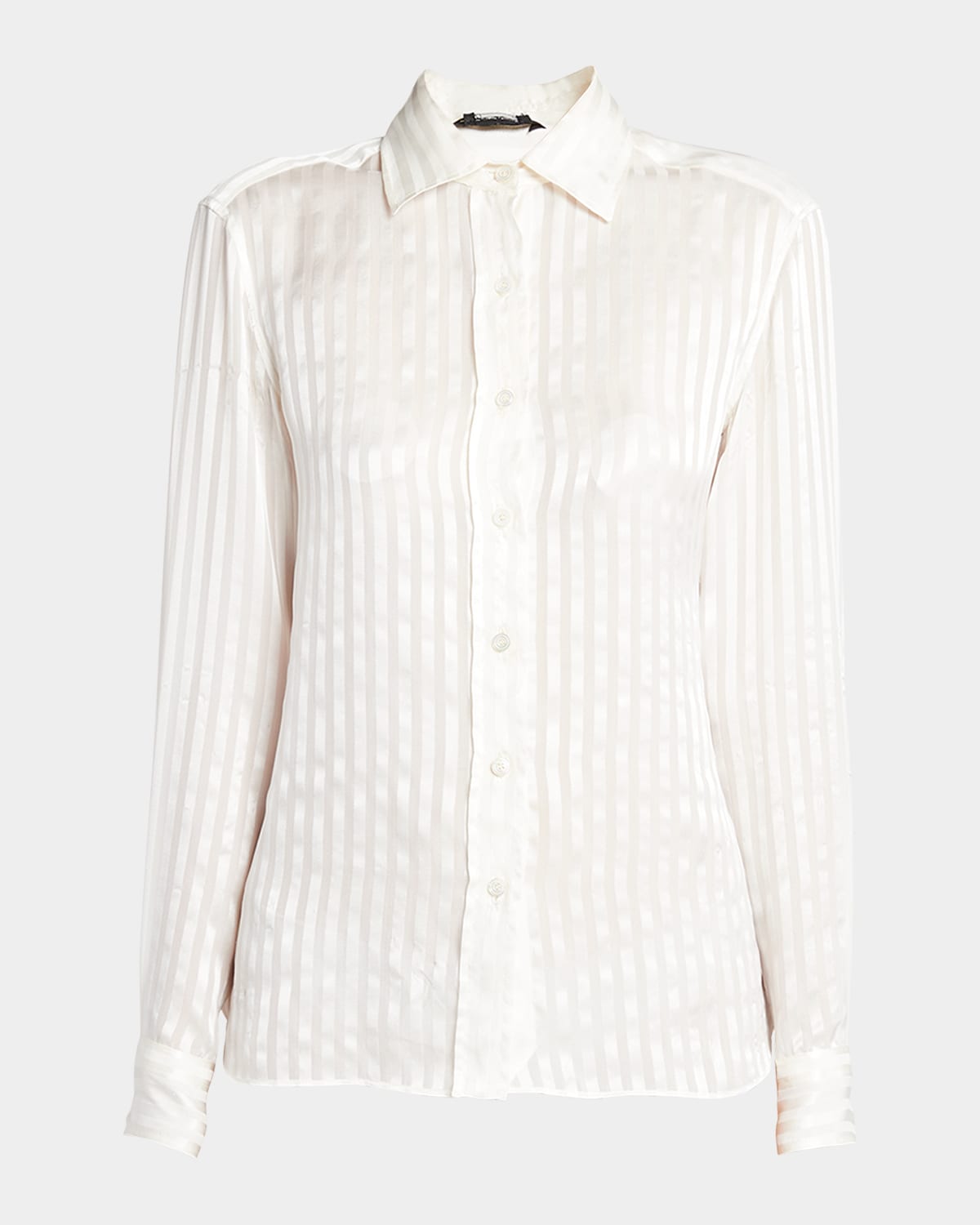 Shop Tom Ford Striped Silk Button-front Blouse In Ecru